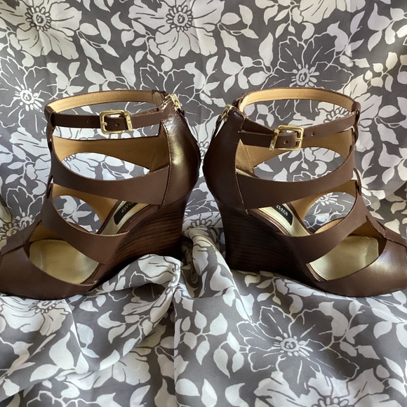 White House Black Market Shoes - White House Black Market Brown Elegant Wedge